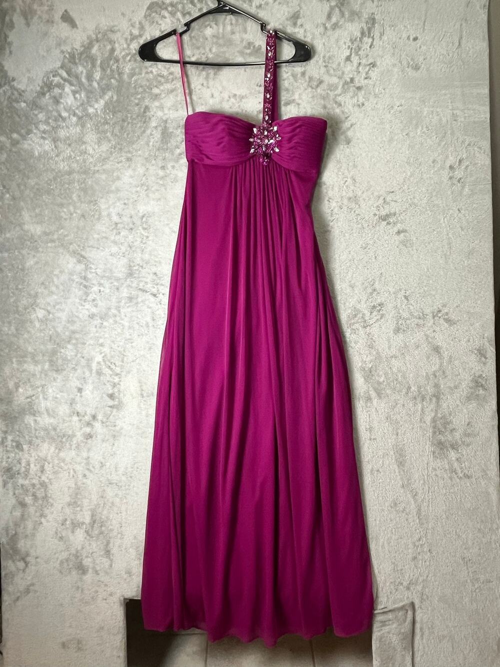 Vintage Cache One Shoulder Formal Dress Rhinestone Embellished Prom Glam Y2K